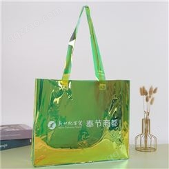 供应PVC炫彩镭射手提袋 网红礼品袋子 透明塑料包装袋可印logo定制