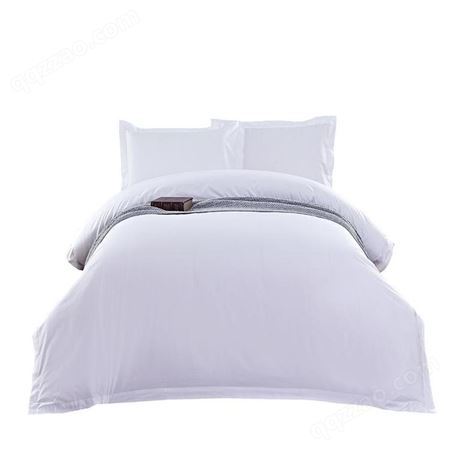 莎曼丽 纯棉白贡缎三四件套 酒店宾馆学校民宿床上用品 白色草布