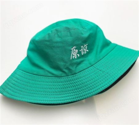 乐意新款渔夫帽百搭双面帽子 印花遮阳帽绿色原谅帽 可定制